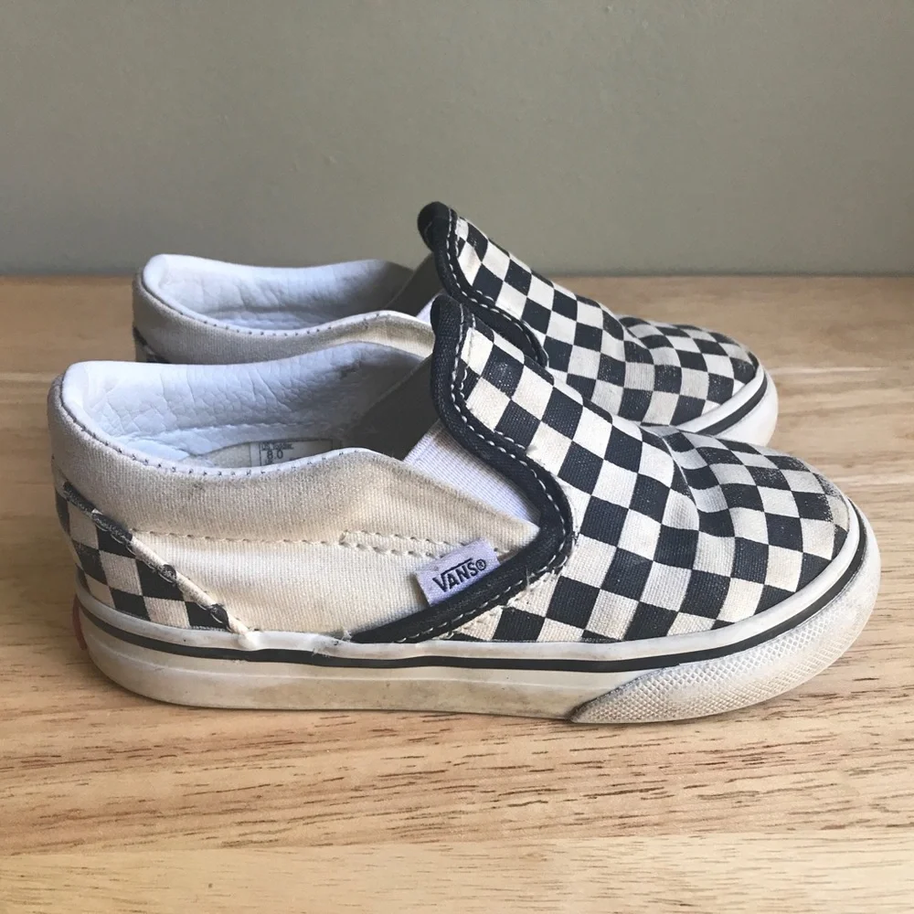 Vans kids Classic Checkered Shoes Black/White Size: US Toddler 8.0 EUR 24.5 CM